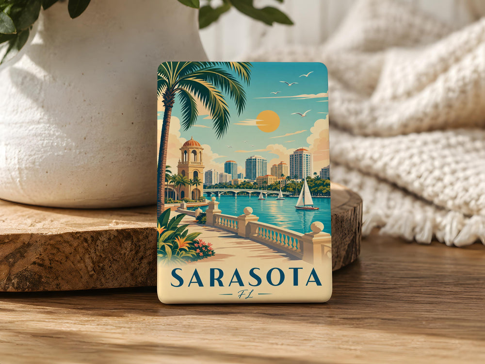 Sarasota FL Fridge Magnet, Sarasota Florida Souvenir Magnet, Gulf Coast Travel Gift, Beach Vacation Keepsake Magnet