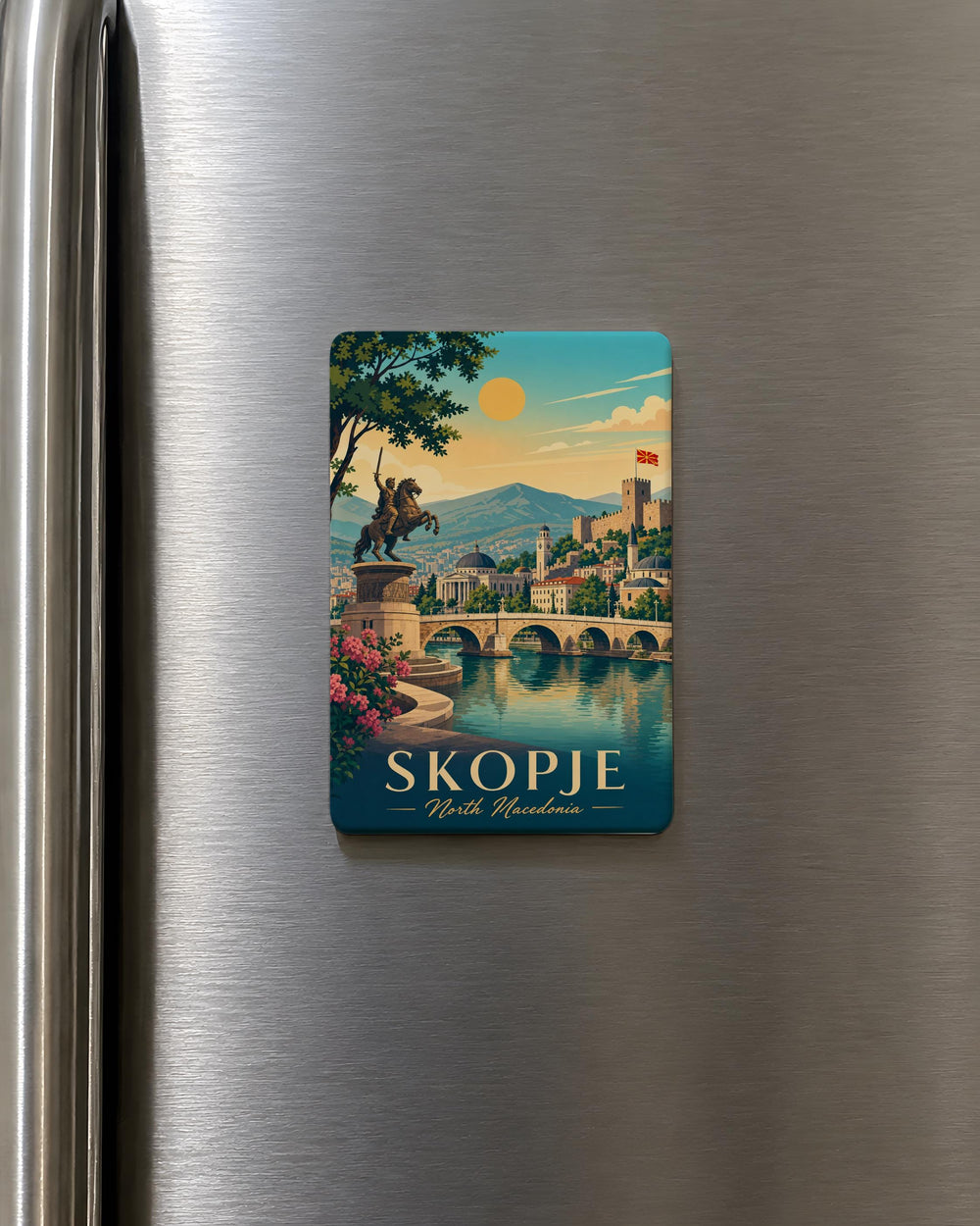 Skopje North Macedonia Fridge Magnet, Skopje City Souvenir Magnet, North Macedonia Travel Gift, Skopje Landmark Magnet