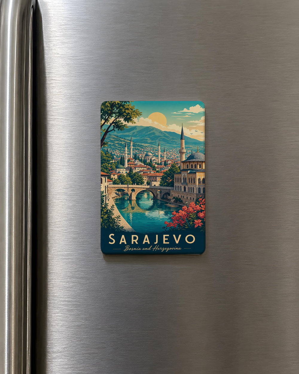 Sarajevo Bosnia and Herzegovina Fridge Magnet, Sarajevo Souvenir Magnet, Bosnia Travel Gift, Sarajevo City Landmark Magnet