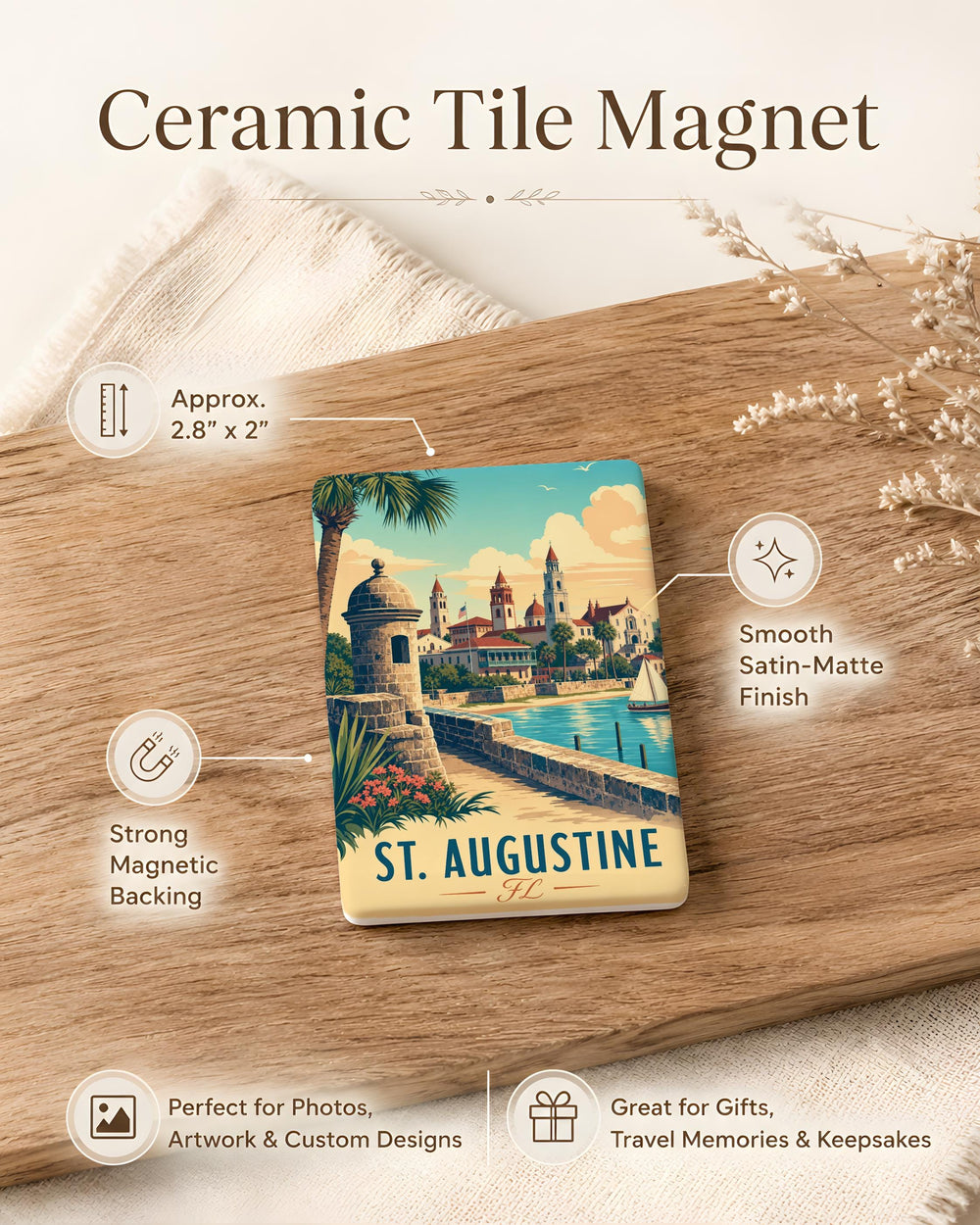 St Augustine FL Fridge Magnet, St Augustine Florida Souvenir Magnet, Historic St Augustine Travel Gift Keepsake Magnet