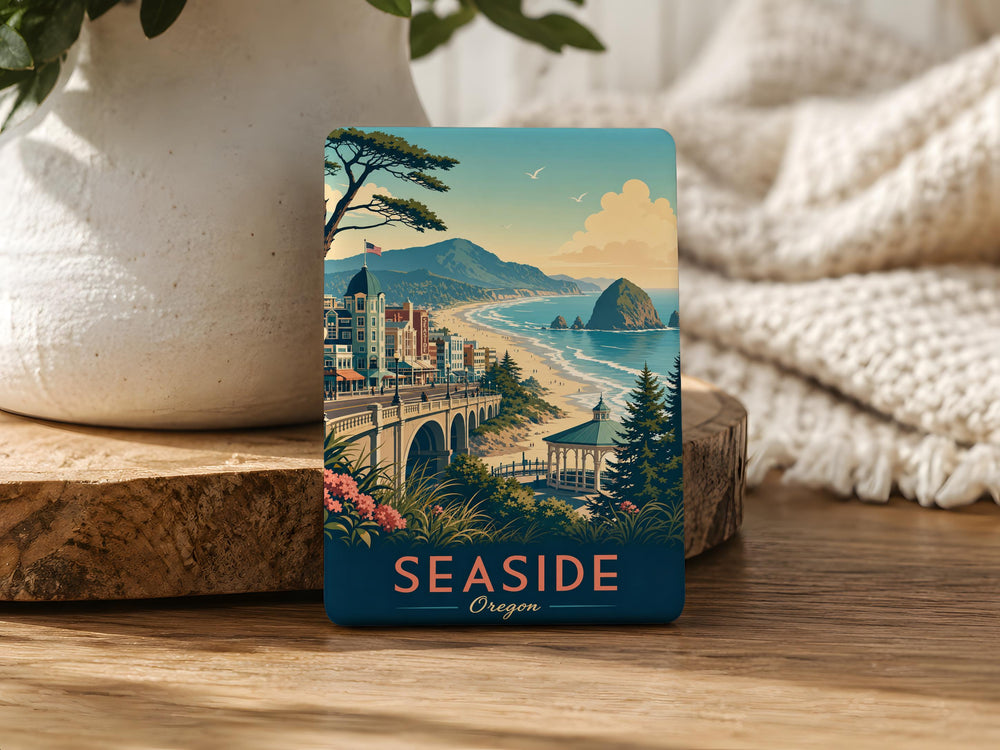 Seaside Oregon Fridge Magnet, Oregon Coast Souvenir Magnet, Beach Town Travel Keepsake, Coastal Vacation Gift