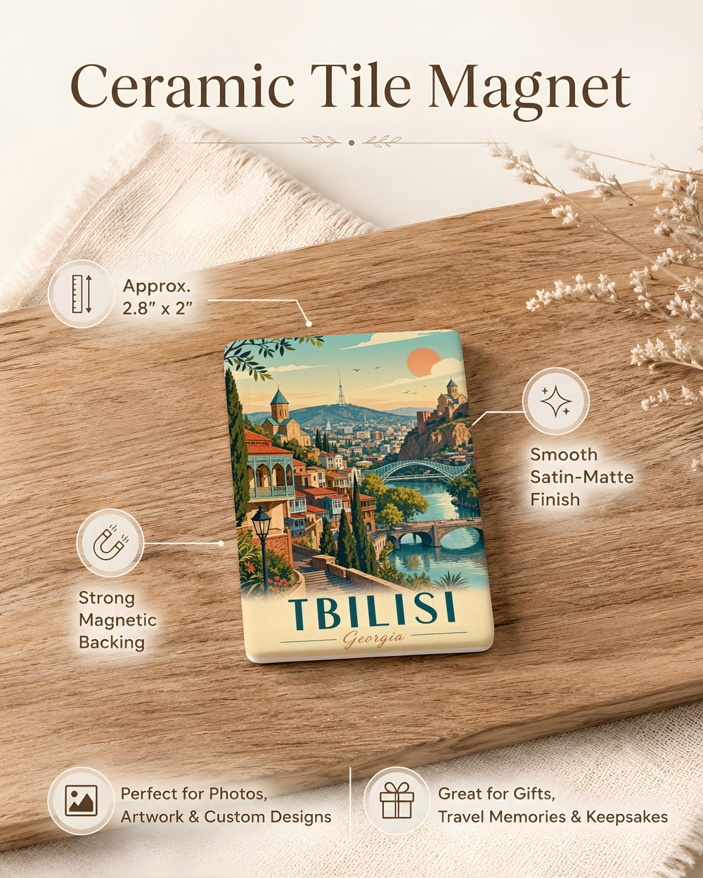 Tbilisi Georgia Fridge Magnet, Tbilisi City Souvenir Magnet, Georgia Travel Gift, Tbilisi Landmark Magnet, Caucasus Keepsake