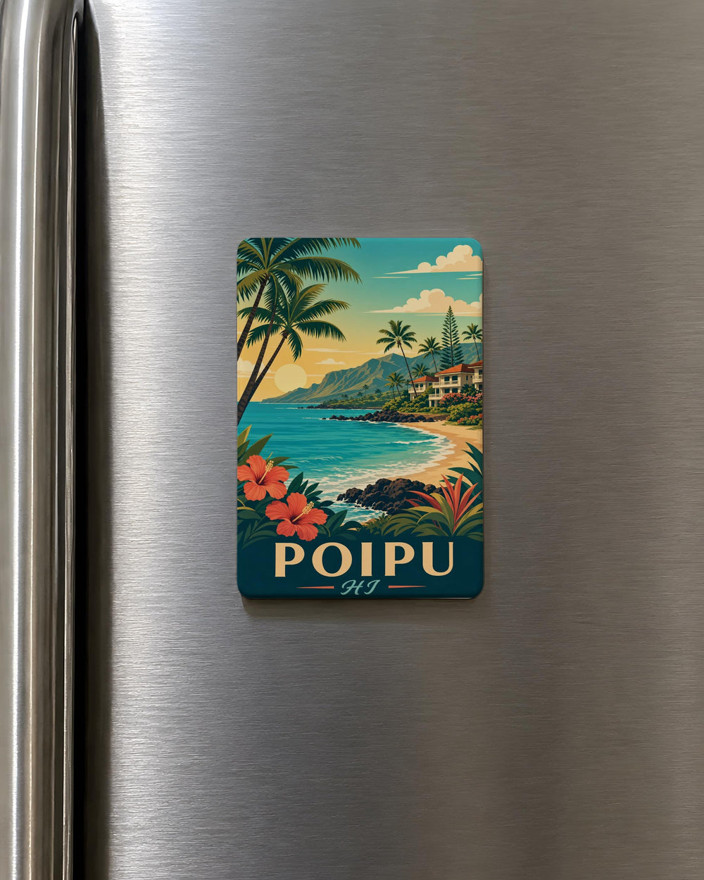 Poipu Hawaii Fridge Magnet, Poipu HI Souvenir Magnet, Kauai Beach Vacation Keepsake, Hawaiian Island Travel Gift