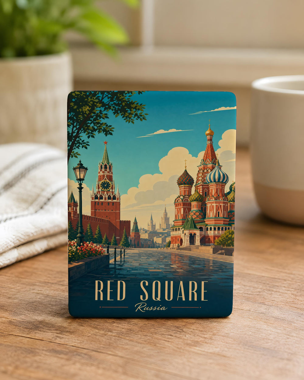 Red Square Fridge Magnet, Moscow Landmark Souvenir Magnet, Russia Travel Keepsake Magnet, Saint Basil’s Cathedral Magnet