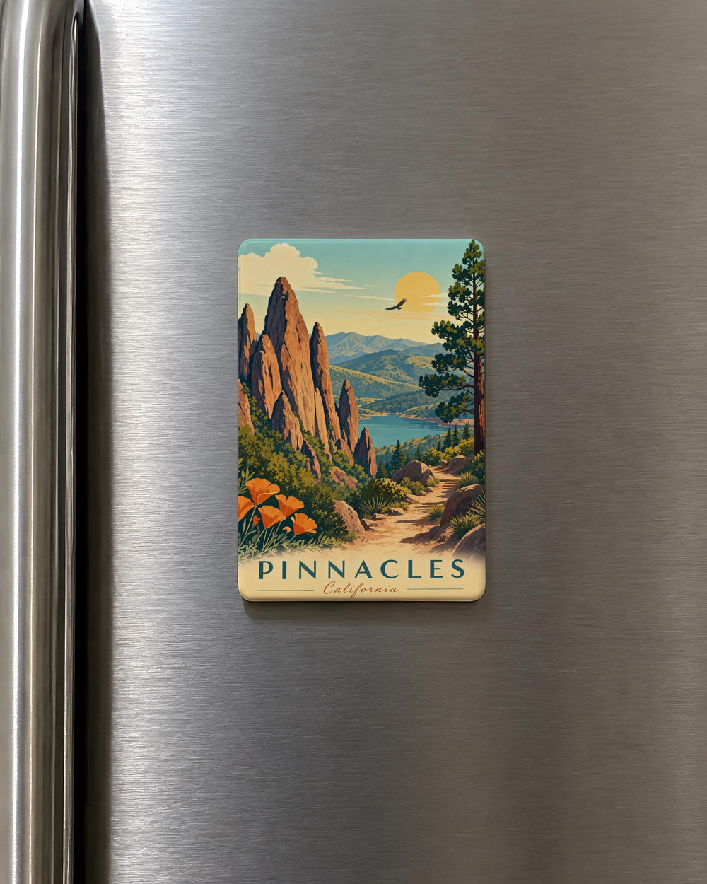 Pinnacles National Park Fridge Magnet, California Hiking Trail Souvenir, High Peaks Rock Formations Travel Keepsake
