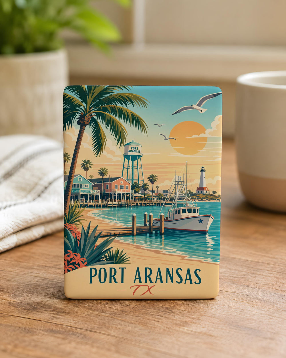 Port Aransas TX Fridge Magnet, Port Aransas Texas Souvenir Magnet, Coastal Beach Town Travel Keepsake Magnet