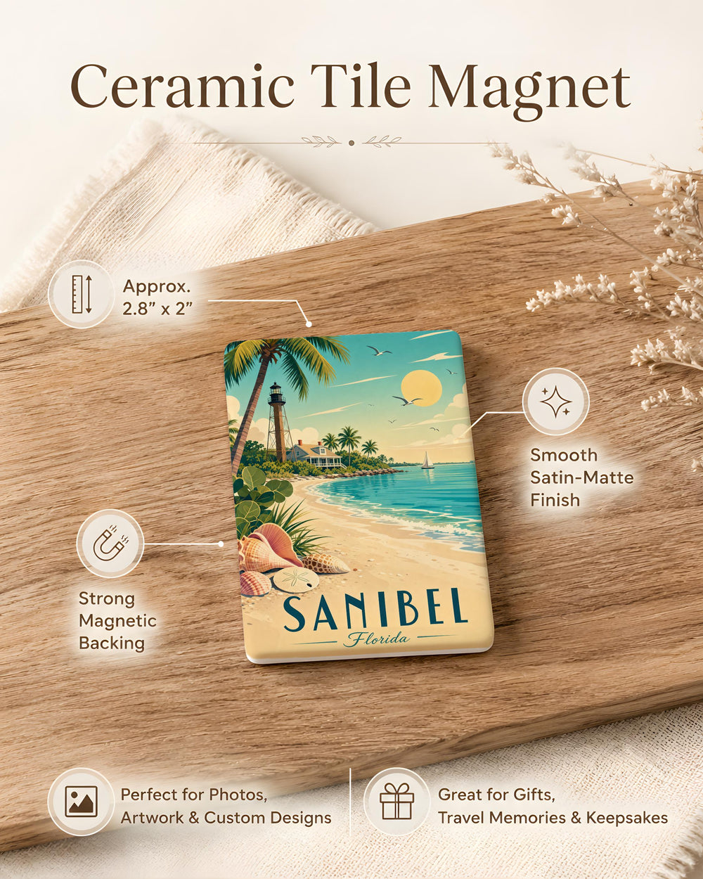 Sanibel Island Fridge Magnet, Sanibel Florida Souvenir Magnet, Beach Vacation Travel Keepsake Magnet