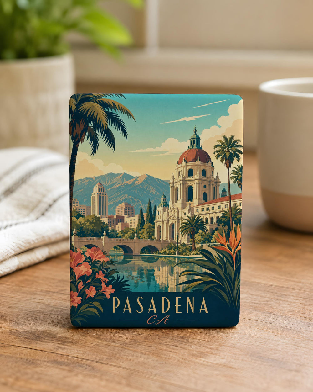 Pasadena CA Fridge Magnet, Pasadena California Souvenir Magnet, Pasadena Landmark Travel Gift, City Keepsake Refrigerator Magnet