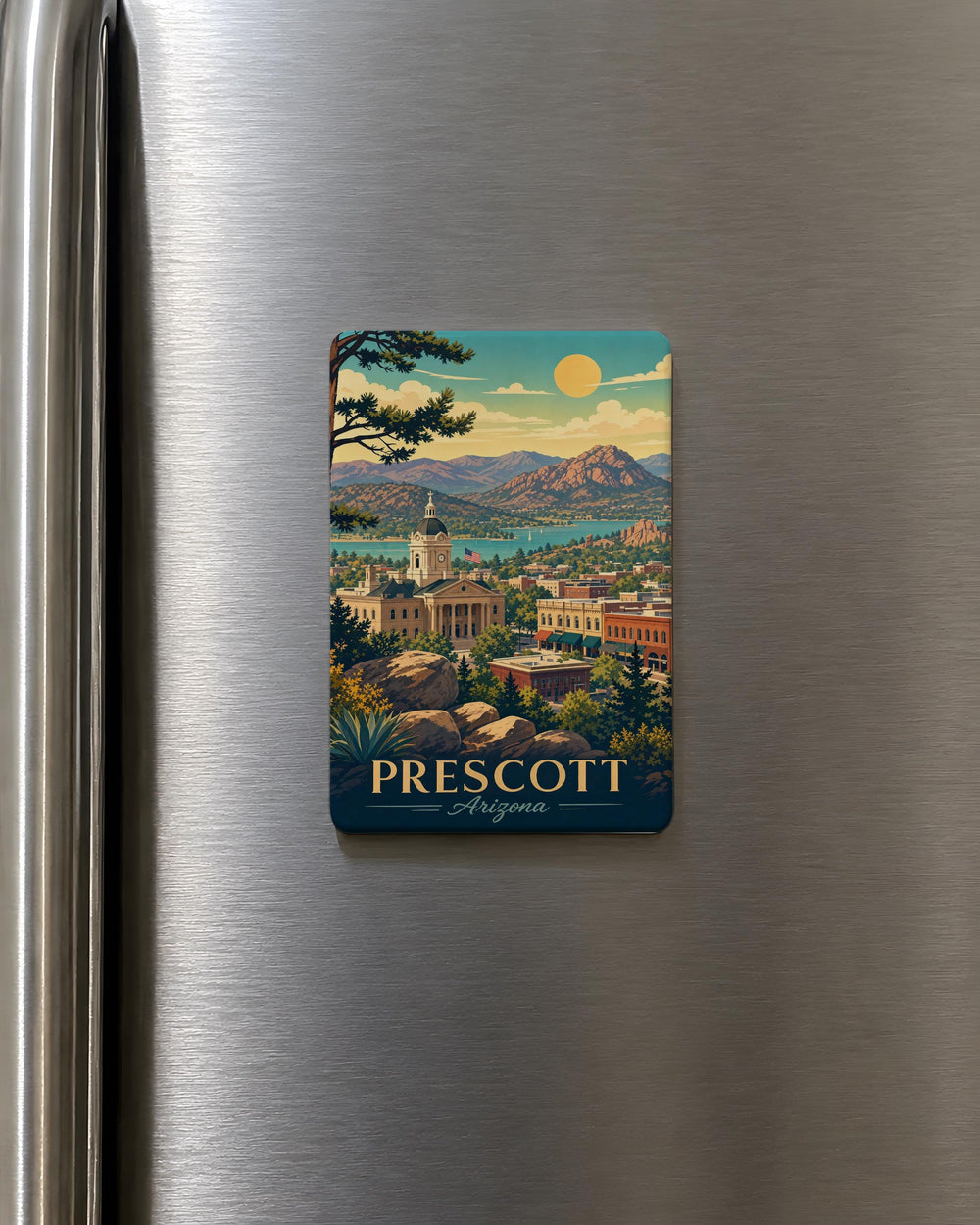 Prescott AZ Fridge Magnet, Prescott Arizona Souvenir Magnet, Historic Downtown Prescott Travel Keepsake Gift