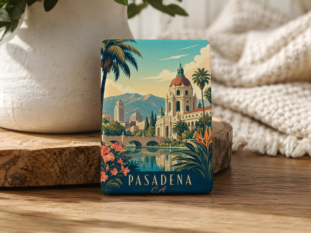 Pasadena CA Fridge Magnet, Pasadena California Souvenir Magnet, Pasadena Landmark Travel Gift, City Keepsake Refrigerator Magnet