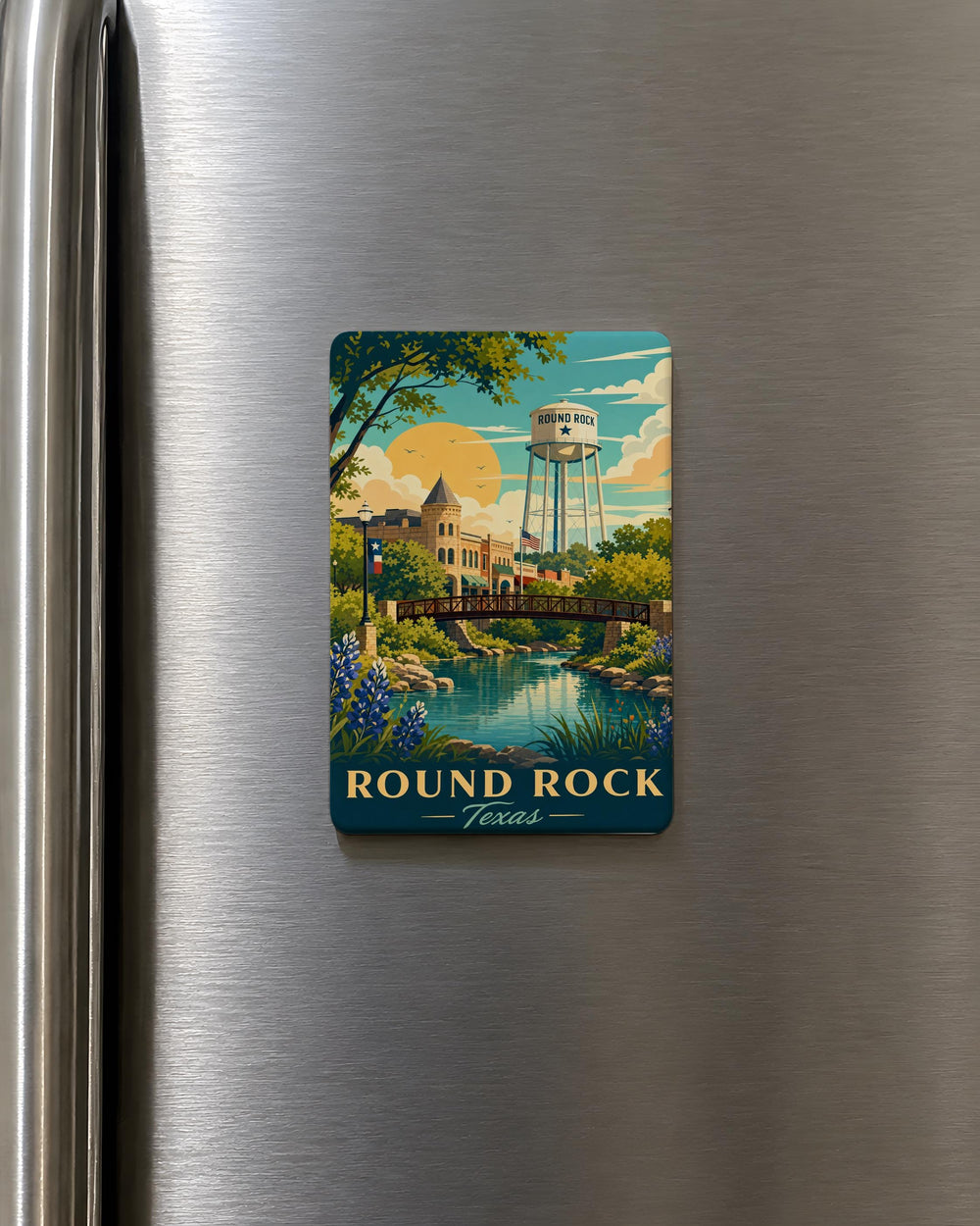 Round Rock TX Fridge Magnet, Round Rock Texas Souvenir Magnet, Round Rock Landmark Travel Gift, Texas City Keepsake Magnet