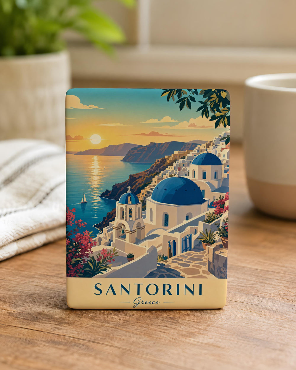 Santorini Greece Fridge Magnet, Santorini Island Travel Souvenir, Greek Isles Vacation Keepsake, Oia Santorini Landmark Magnet