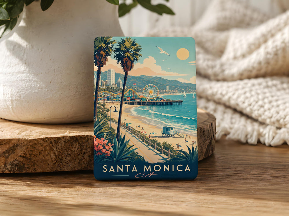 Santa Monica CA Fridge Magnet, Santa Monica California Souvenir Magnet, Beach Town Travel Keepsake, West Coast Gift