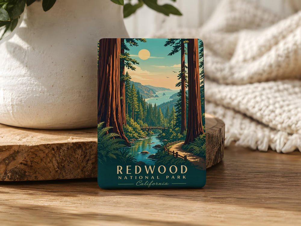 Redwood National Park Fridge Magnet, California Redwoods Souvenir, Giant Sequoia Trees, National Park Gift, Travel Keepsake