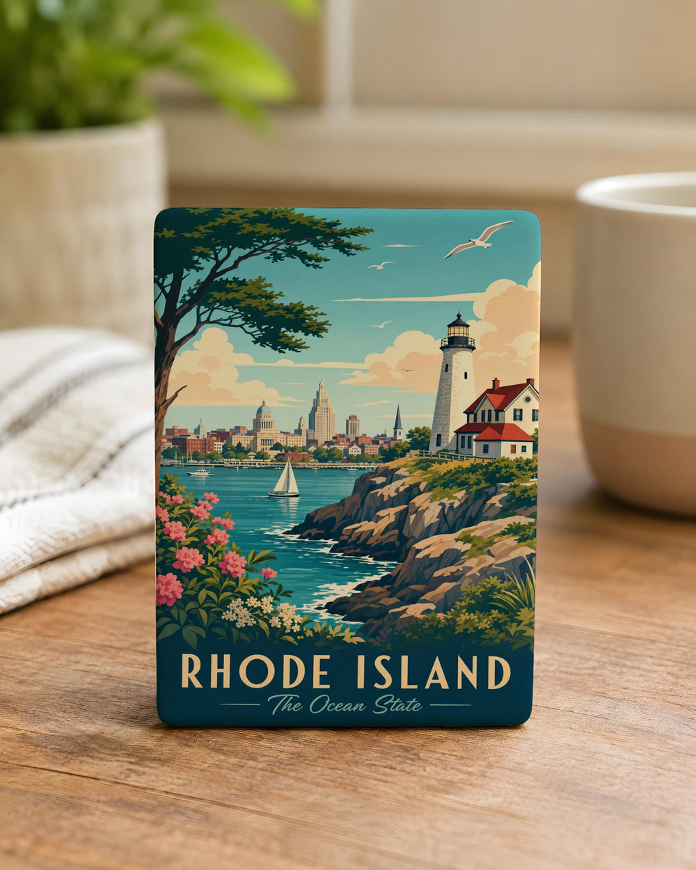 Rhode Island Fridge Magnet, Rhode Island Souvenir Magnet, Ocean State Travel Gift, New England Keepsake Magnet