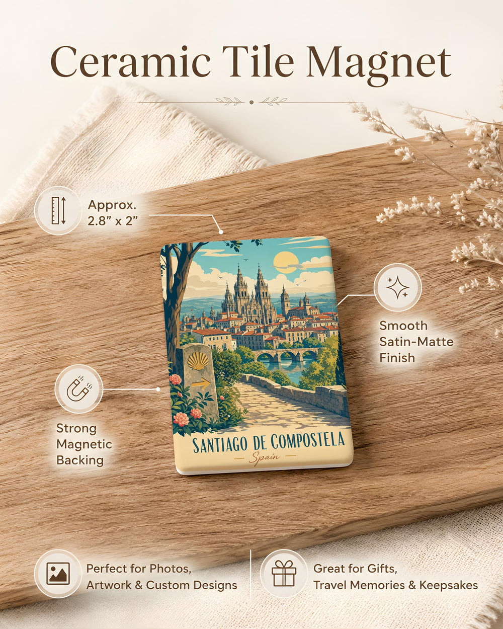 Santiago de Compostela Spain Fridge Magnet, Camino de Santiago Souvenir Magnet, Cathedral Landmark Travel Keepsake