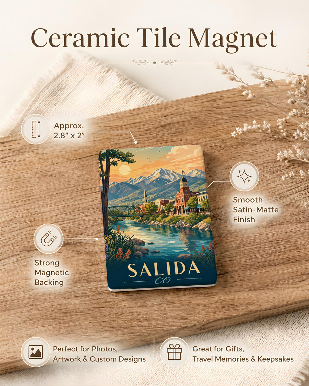 Salida Colorado Fridge Magnet, Salida CO Souvenir Magnet, Colorado Travel Gift, Mountain Town Keepsake Magnet