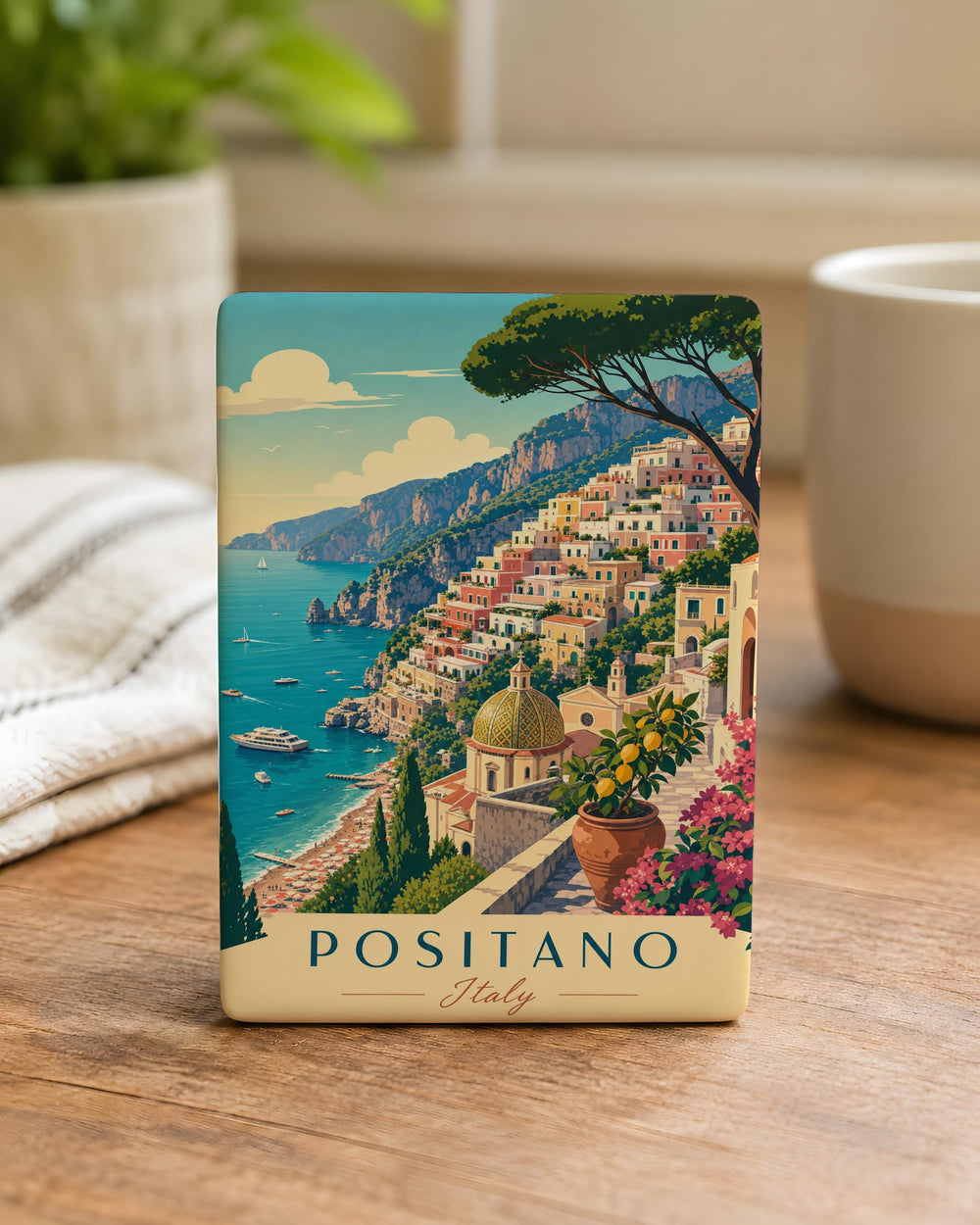 Positano Italy Fridge Magnet, Amalfi Coast Travel Souvenir, Positano Cliffside Village and Coastal Scenery Magnet