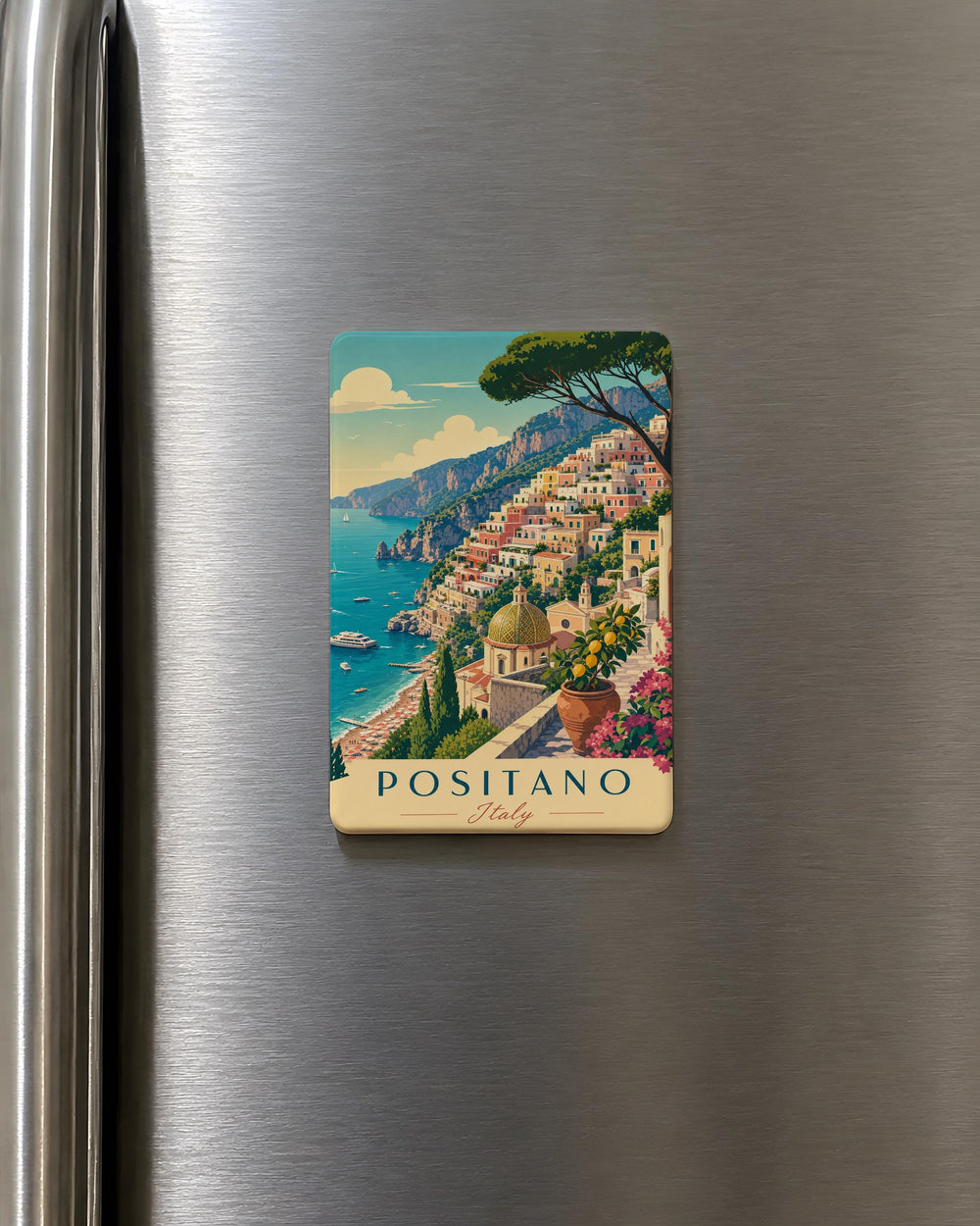 Positano Italy Fridge Magnet, Amalfi Coast Travel Souvenir, Positano Cliffside Village and Coastal Scenery Magnet