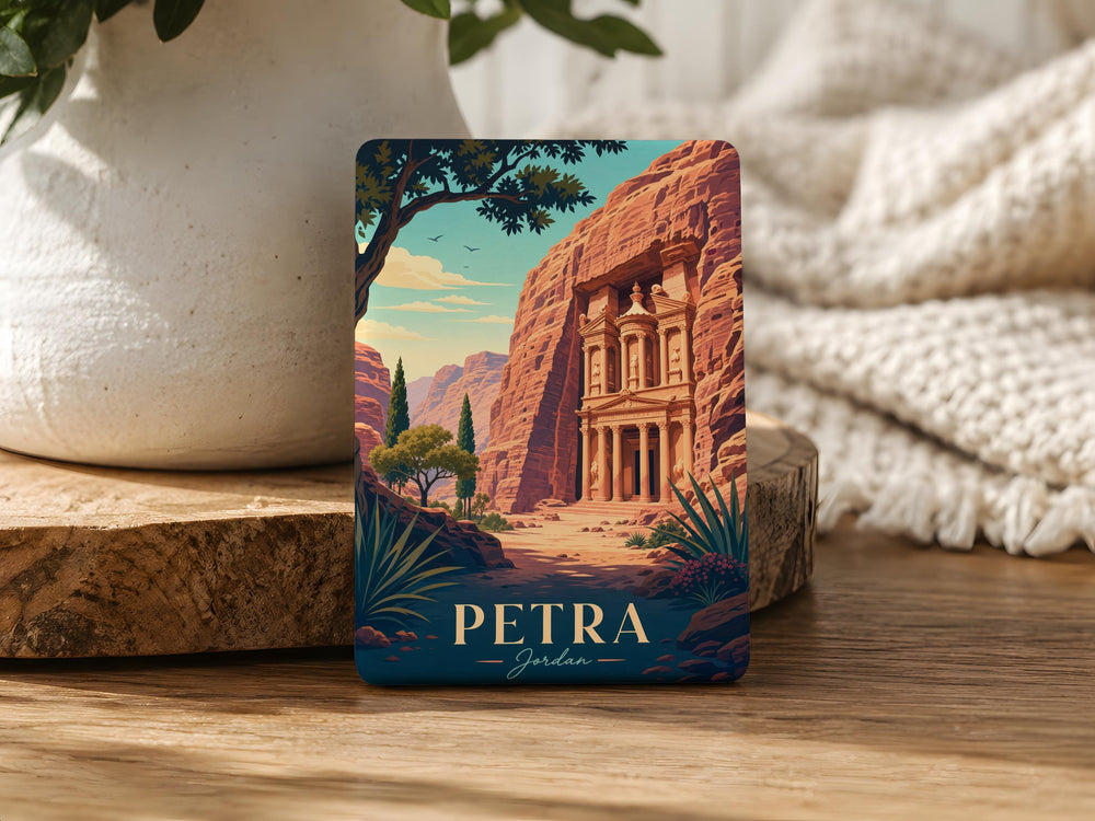 Petra Fridge Magnet, Jordan Ancient City Al-Khazneh Treasury Landmark Souvenir Gift, Travel Keepsake Magnet