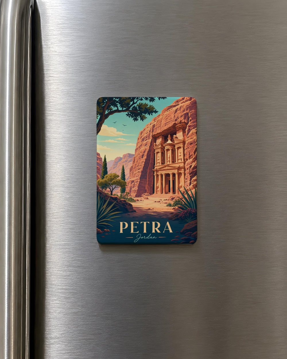 Petra Fridge Magnet, Jordan Ancient City Al-Khazneh Treasury Landmark Souvenir Gift, Travel Keepsake Magnet