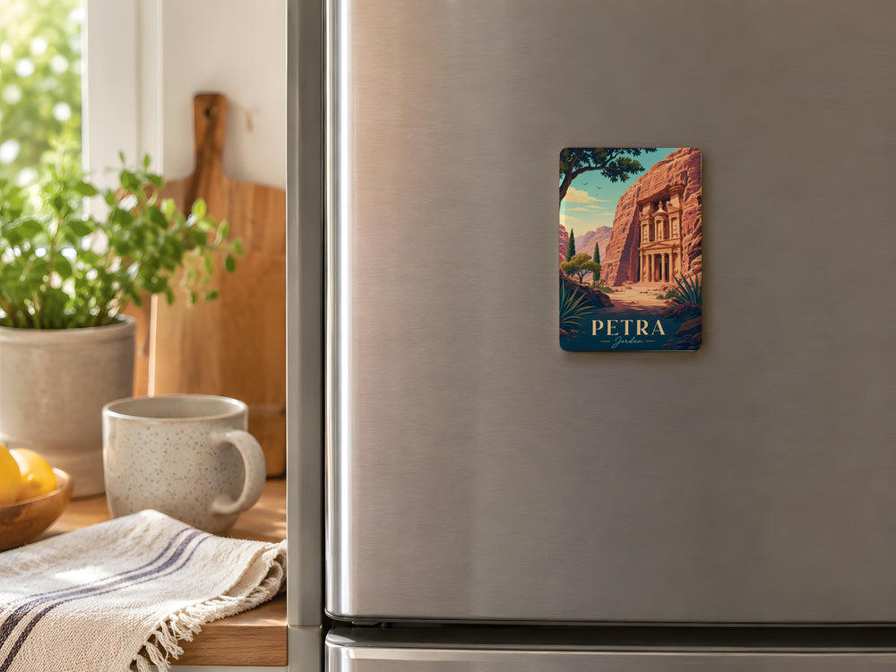Petra Fridge Magnet, Jordan Ancient City Al-Khazneh Treasury Landmark Souvenir Gift, Travel Keepsake Magnet