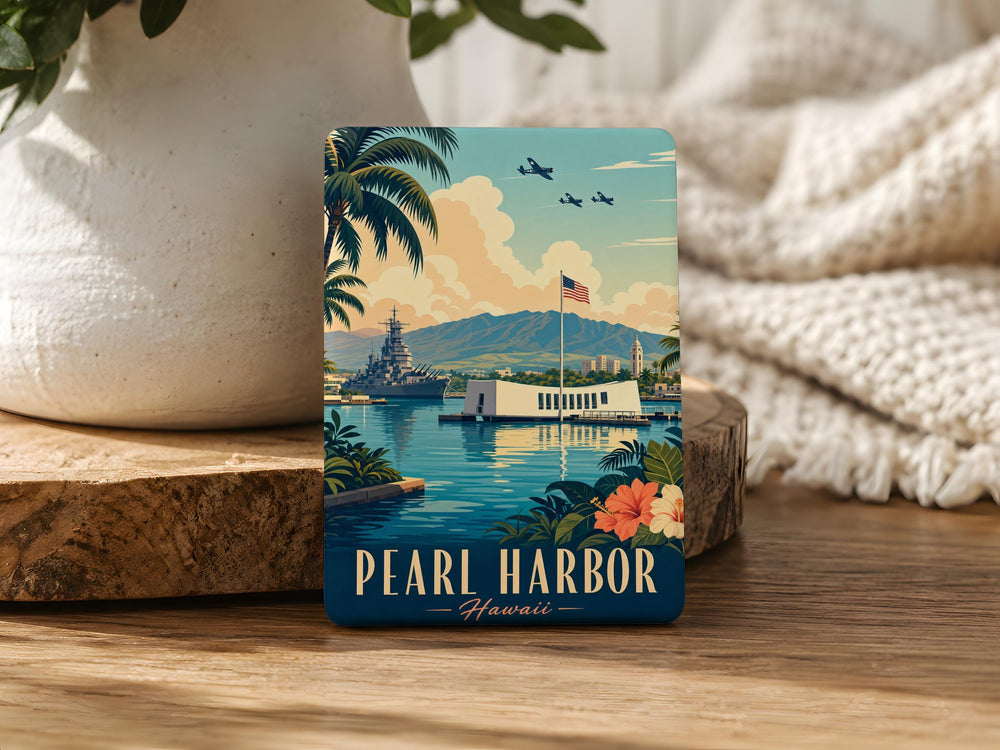 Pearl Harbor Fridge Magnet, Hawaii Naval Base Memorial Souvenir, WWII History Gift, USS Arizona Tribute Magnet
