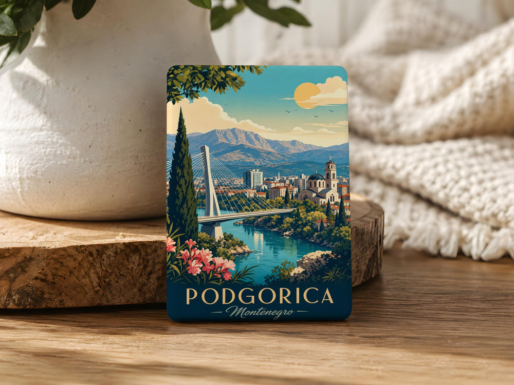 Podgorica Montenegro Fridge Magnet, Podgorica City Souvenir Magnet, Montenegro Travel Gift, Balkan Capital Keepsake Magnet