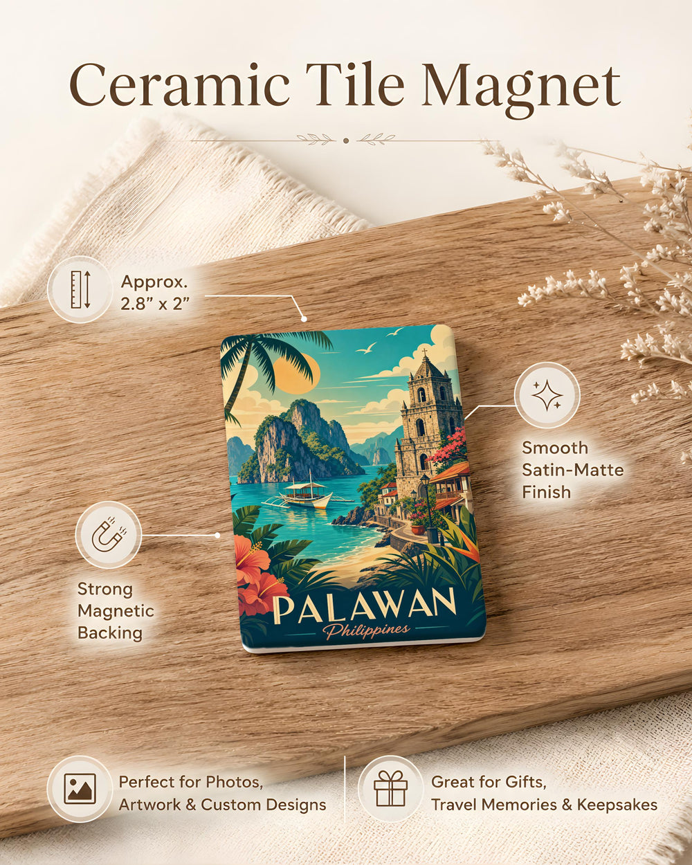 Philippines Fridge Magnet, Philippines Souvenir Magnet, Philippines Travel Gift, Philippines Map Magnet, Philippines Landmark Magnet