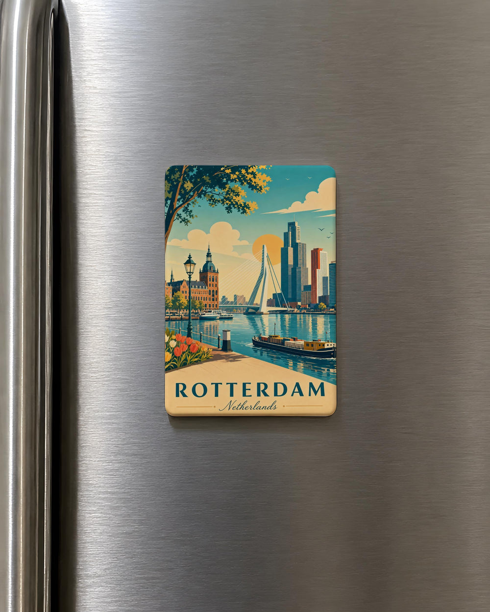 Rotterdam Netherlands Fridge Magnet, Rotterdam City Souvenir Magnet, Holland Travel Gift, Rotterdam Landmark Magnet
