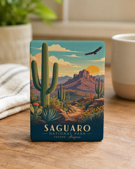 Saguaro National Park Fridge Magnet, Arizona Desert Cactus Souvenir Magnet, Tucson Travel Keepsake Kitchen Magnet