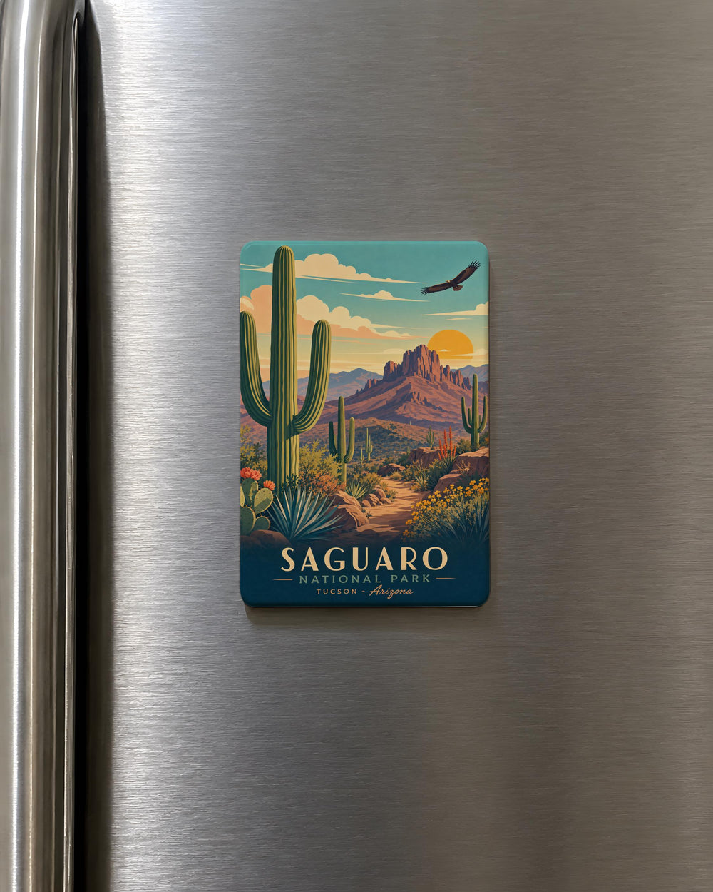 Saguaro National Park Fridge Magnet, Arizona Desert Cactus Souvenir Magnet, Tucson Travel Keepsake Kitchen Magnet