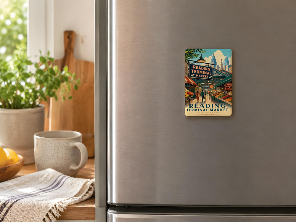 Reading Terminal Market Fridge Magnet, Philadelphia Pennsylvania Market Landmark Souvenir Magnet, Historic Food Hall Gift