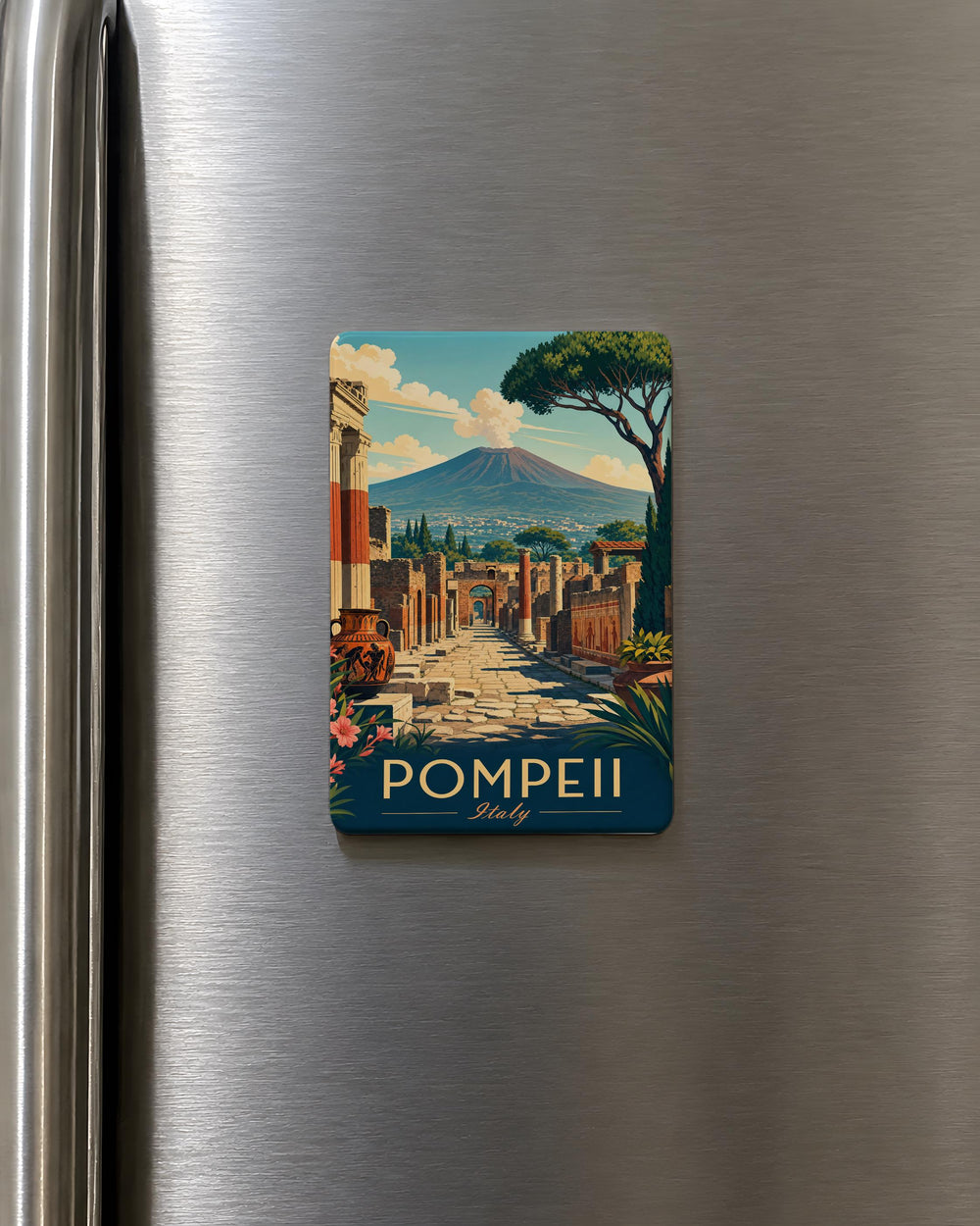 Pompeii Fridge Magnet, Ancient Roman Ruins Souvenir, Archaeology Travel Gift, Italy History Keepsake, Mount Vesuvius Landmark Magnet