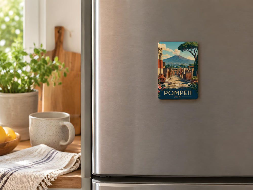 Pompeii Fridge Magnet, Ancient Roman Ruins Souvenir, Archaeology Travel Gift, Italy History Keepsake, Mount Vesuvius Landmark Magnet