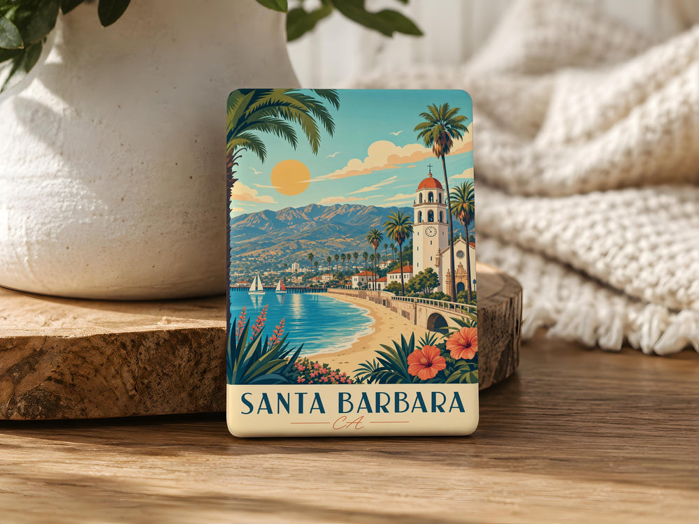 Santa Barbara CA Fridge Magnet, Santa Barbara California Souvenir Magnet, Coastal City Travel Gift, Vacation Keepsake Magnet