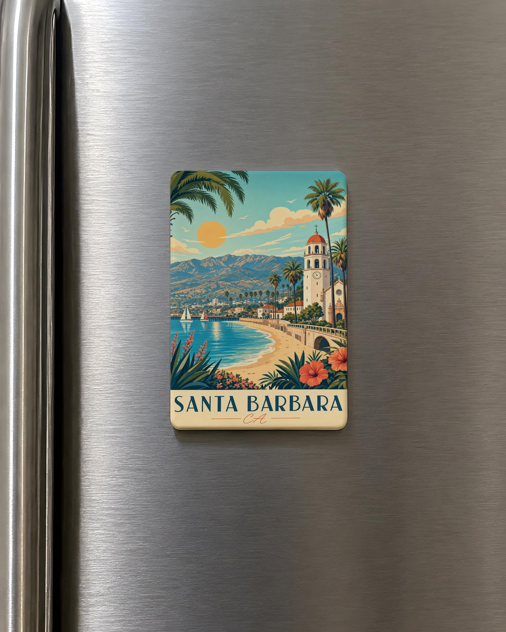 Santa Barbara CA Fridge Magnet, Santa Barbara California Souvenir Magnet, Coastal City Travel Gift, Vacation Keepsake Magnet