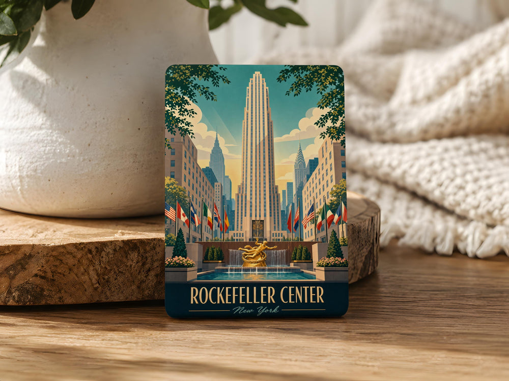 Rockefeller Center Fridge Magnet, New York City Landmark Souvenir, NYC Plaza Architecture Travel Gift, Manhattan Tourist Keepsake