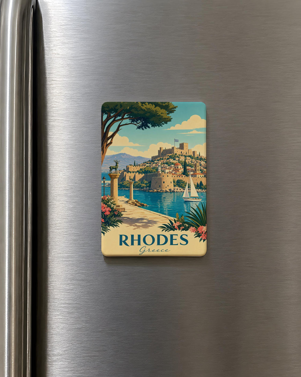 Rhodes Greece Fridge Magnet, Rhodes Island Souvenir, Old Town Landmarks Travel Keepsake, Greece Vacation Gift, Greek Island Decor