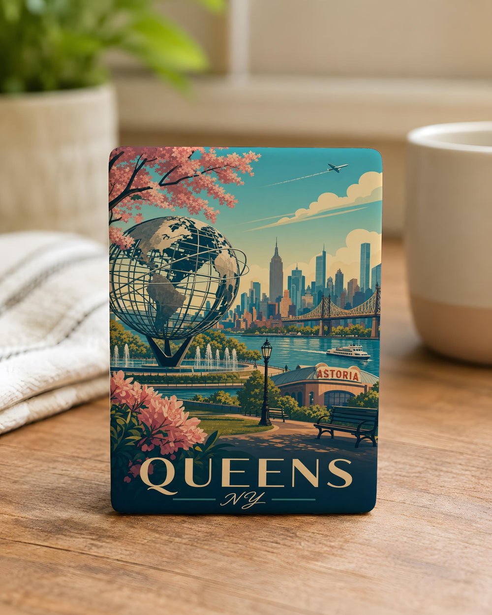 Queens NY Fridge Magnet, Queens New York Souvenir Magnet, NYC Borough Travel Gift, Queens Landmark Keepsake Magnet