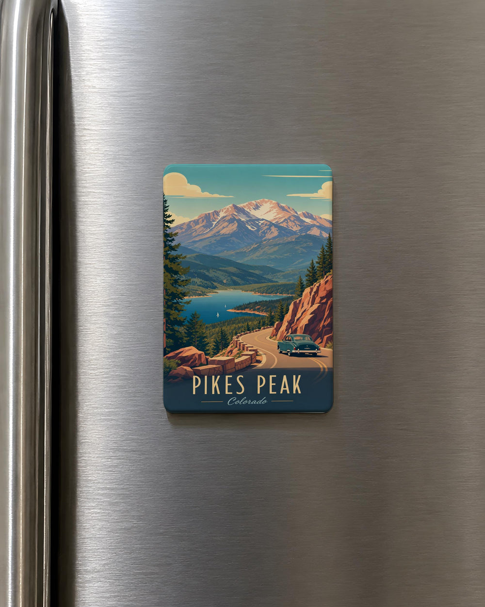Pikes Peak Fridge Magnet, Colorado Mountain Souvenir, Summit Landmark Travel Keepsake Magnet