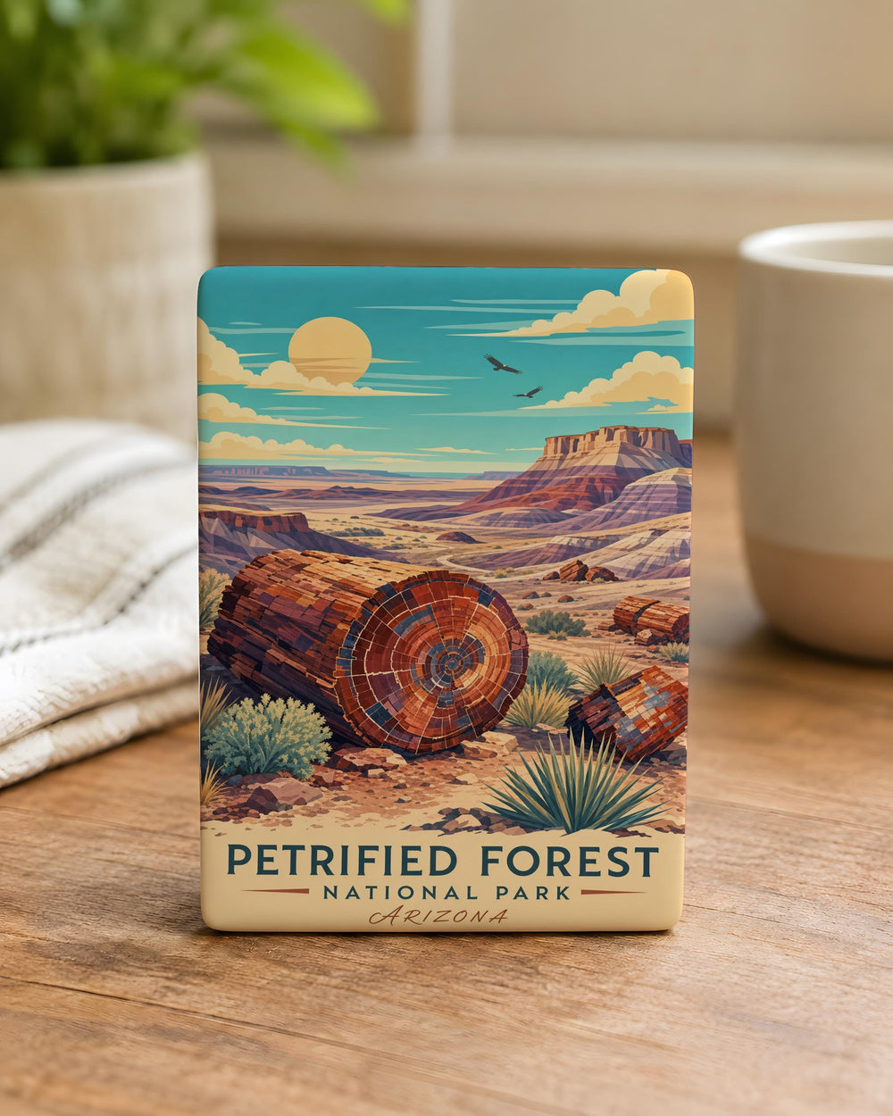 Petrified Forest National Park Fridge Magnet, Arizona Travel Souvenir, Painted Desert Landmark, Fossil Wood Keepsake Magnet