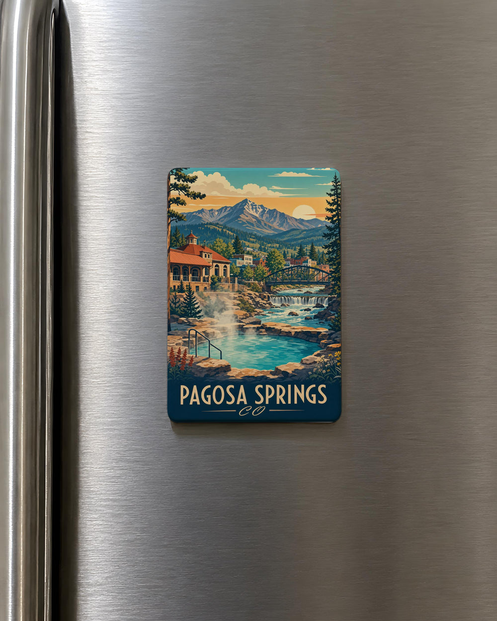 Pagosa Springs CO Fridge Magnet, Pagosa Springs Colorado Souvenir Magnet, Travel Gift, Colorado Mountain Town Keepsake Magnet