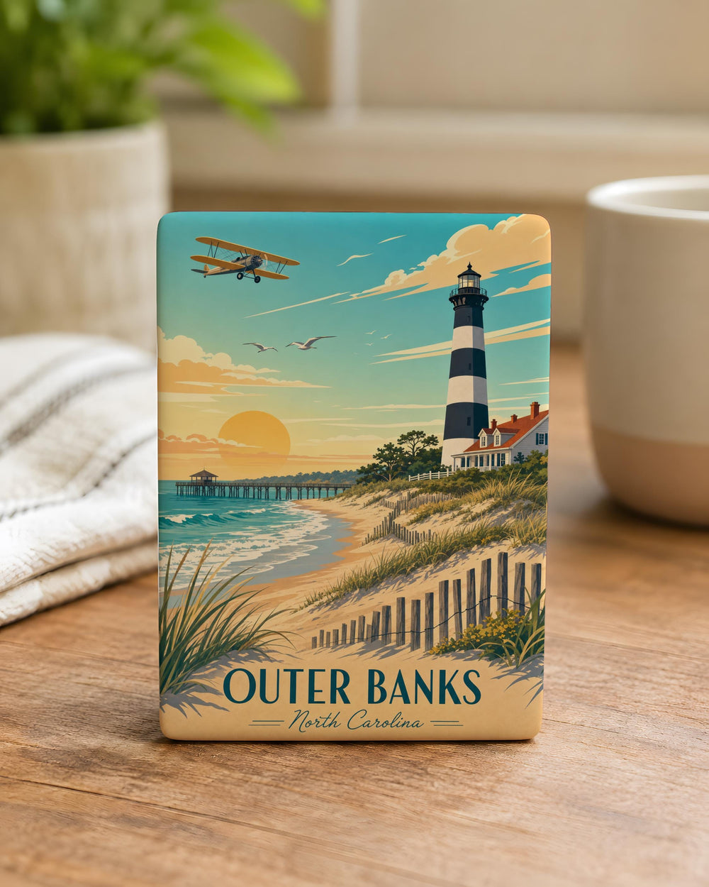 Outer Banks Fridge Magnet, OBX Coastal Beach Town Souvenir Magnet, North Carolina Outer Banks Keepsake Magnet