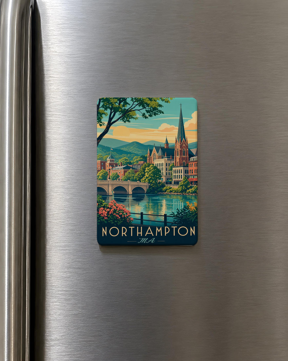 Northampton MA Fridge Magnet, Northampton Massachusetts Souvenir Magnet, Downtown Northampton Travel Keepsake Magnet