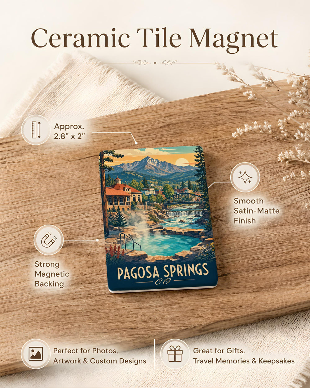 Pagosa Springs CO Fridge Magnet, Pagosa Springs Colorado Souvenir Magnet, Travel Gift, Colorado Mountain Town Keepsake Magnet