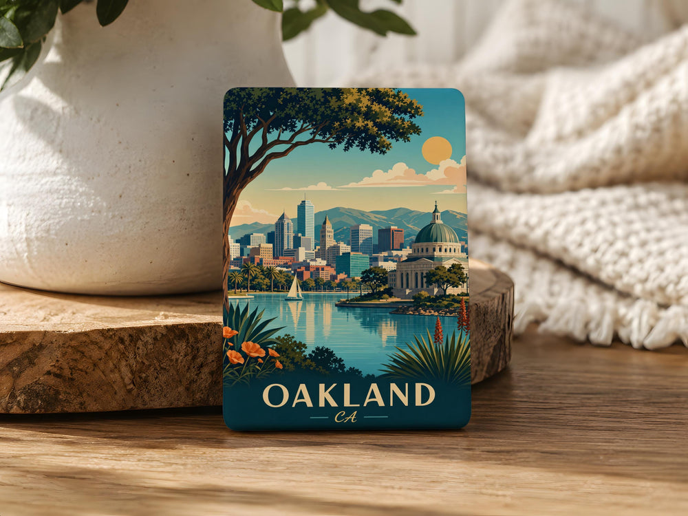 Oakland, California Fridge Magnet, Oakland CA Souvenir Magnet, Bay Area Travel Gift, Oakland Skyline Landmark Magnet