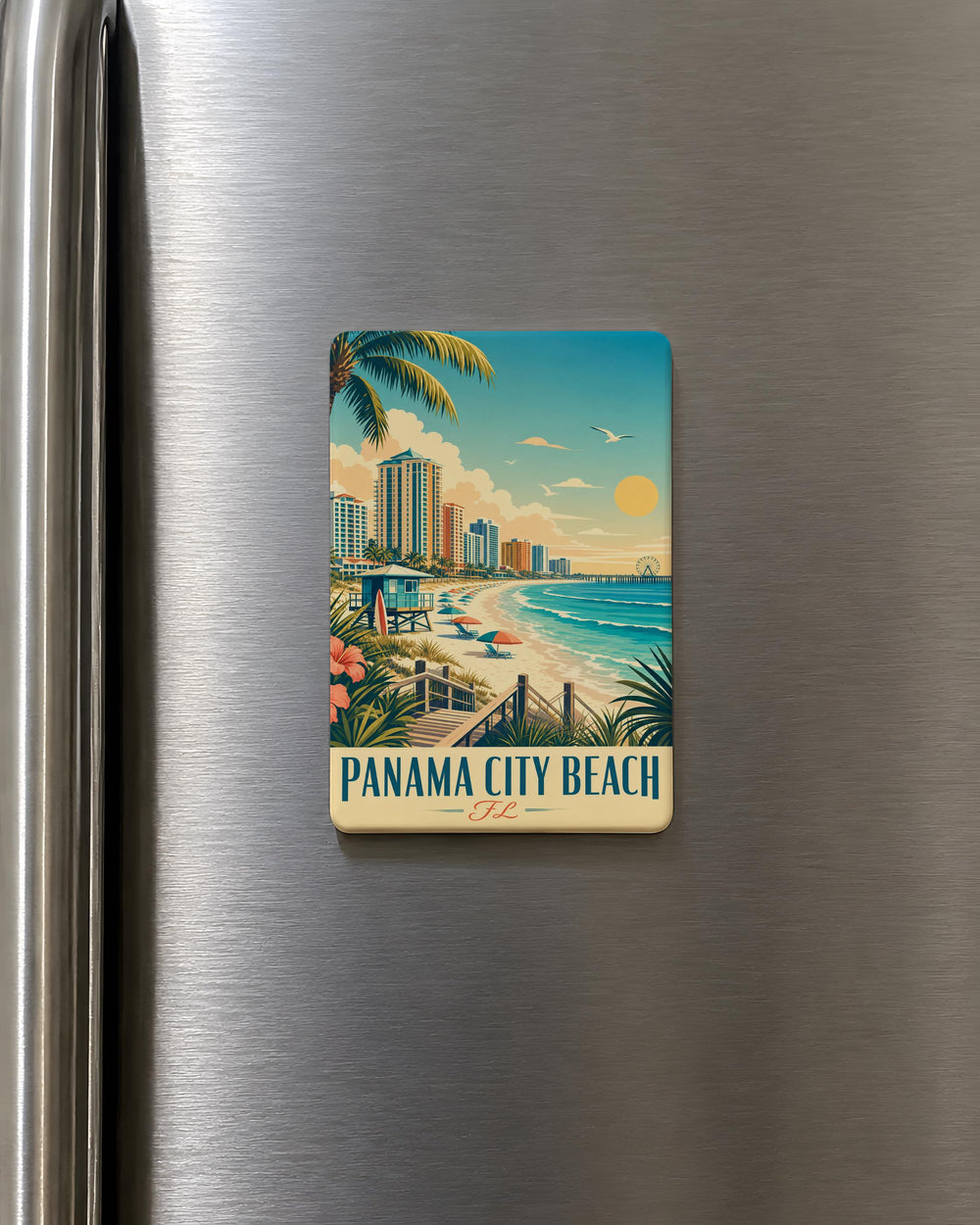 Panama City Beach FL Fridge Magnet, Florida Beach Souvenir Magnet, Coastal Vacation Travel Gift, Panama City Beach Keepsake Magnet