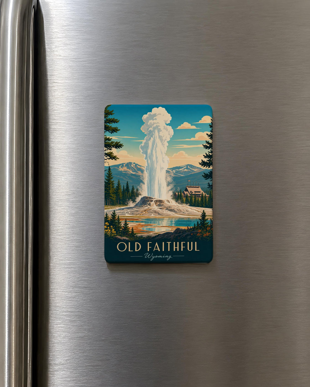 Old Faithful Geyser Yellowstone National Park Fridge Magnet, Wyoming Travel Souvenir Magnet, Geyser Eruption Magnet