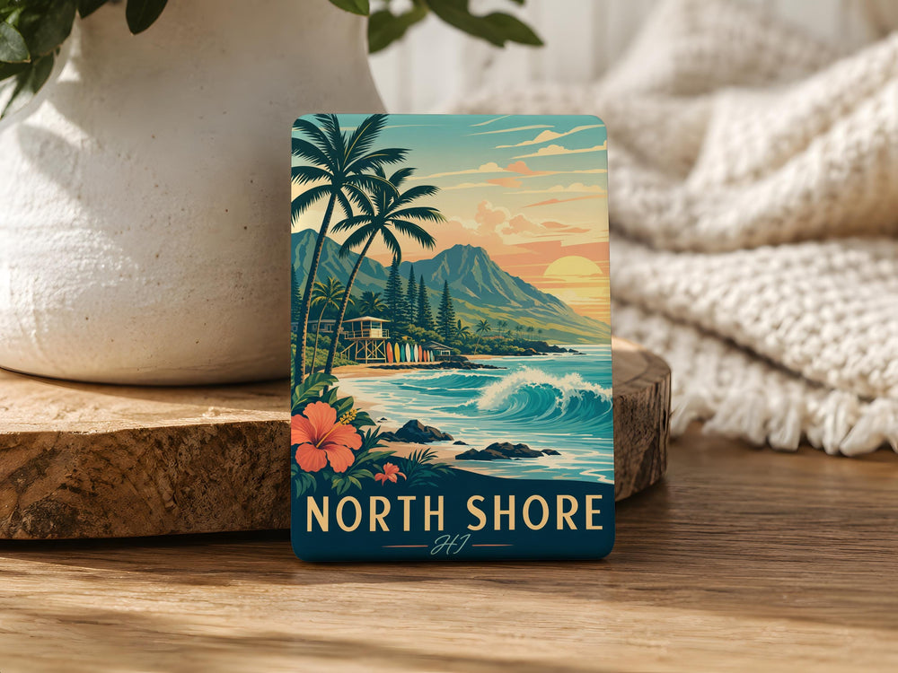 North Shore Hawaii Fridge Magnet, Oahu Island Souvenir Magnet, North Shore HI Travel Keepsake, Beach Vacation Gift